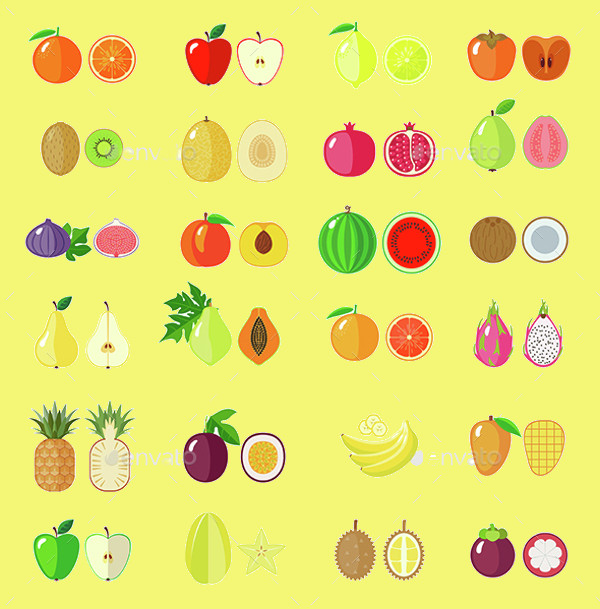 Retro Fruit Icons Bundle