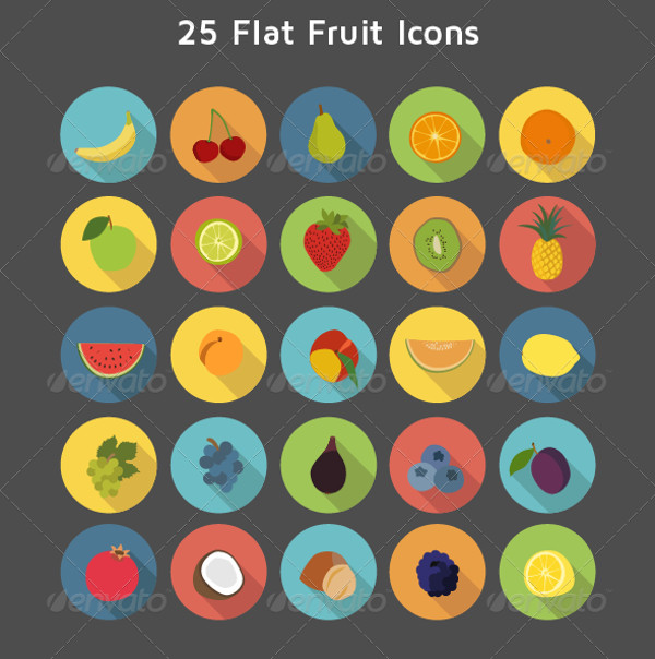 Round Icons Of Fruits