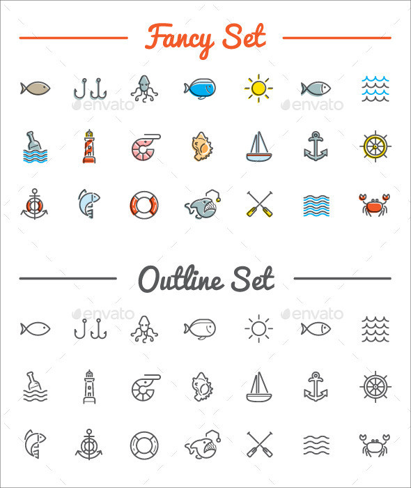 Sea Food Icons Set