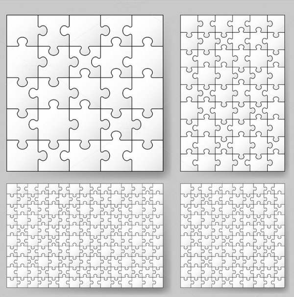 Set of Puzzle Vector Template