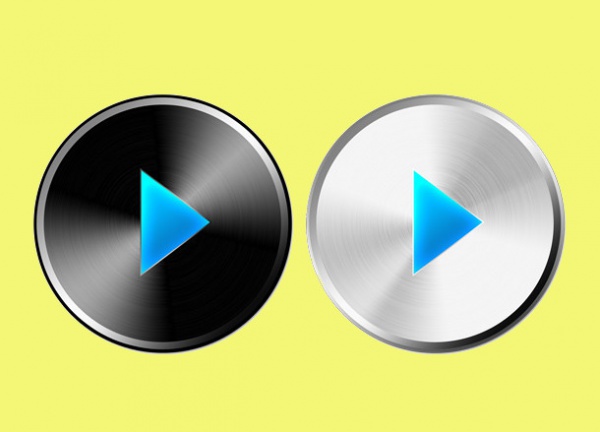 Shiny Black and Silver Multimedia Buttons