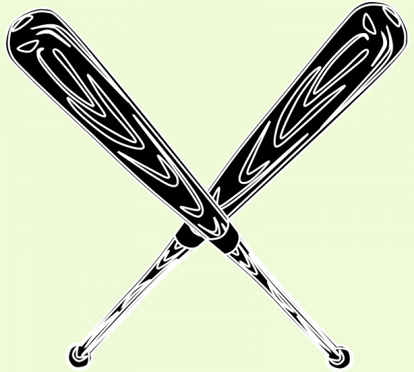 colored softball bats clipart