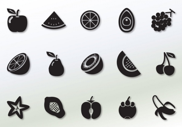Solid Fruit Vector Icons