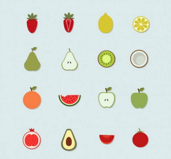 Summer Fruit Healthy Icons