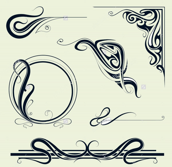 Swirl Border Elements Vector