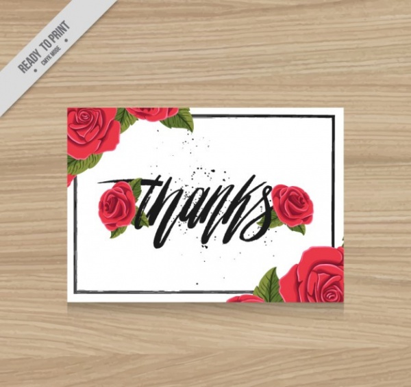 Thank You Card With Roses