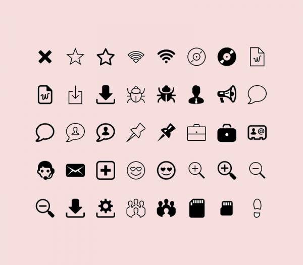 Thin Black Outlined Mini Icons