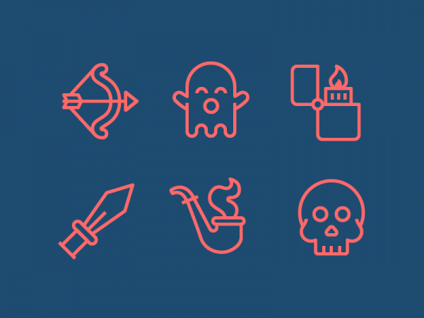 Thin Outlined Skull Icons