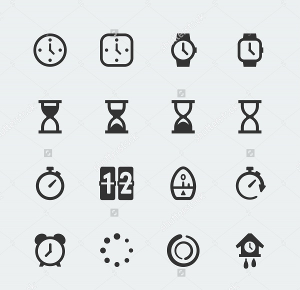 Time and Timepieces Mini Icons Set