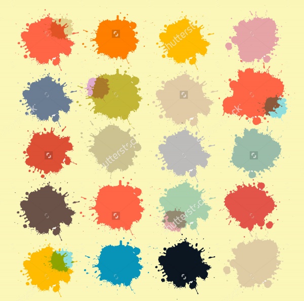 Transparent Colorful Retro Splash Brushes