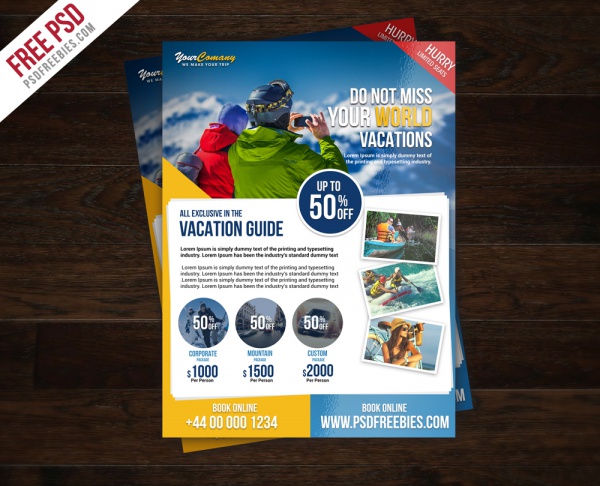 Travel Tour And Vacation Flyer Free PSD