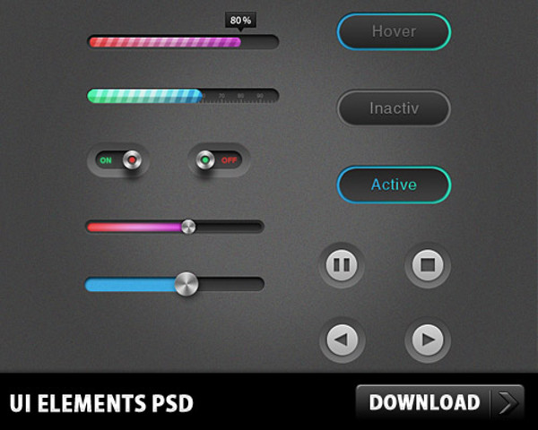 UI Elements Sliders Buttons Set