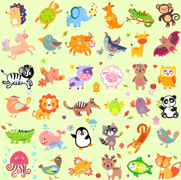 Vector Illustration of Cute Animals