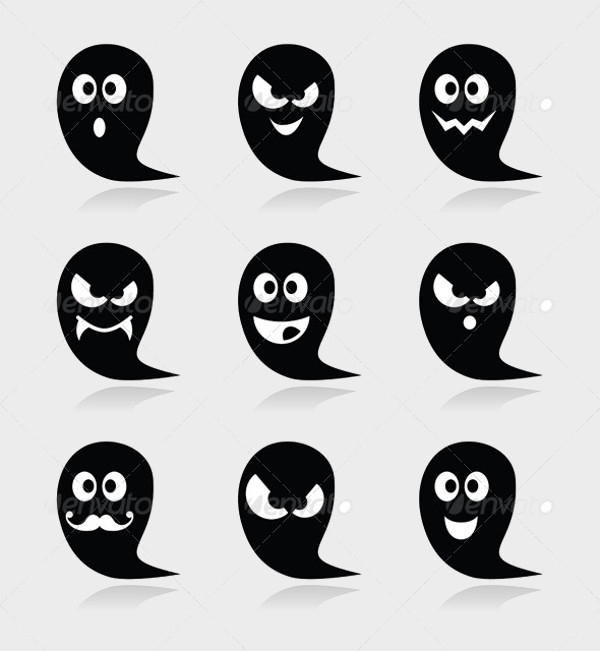 Vector Illustration of Ghost Icons