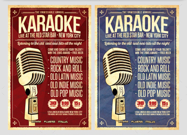 Vintage Karaoke Flyer Template