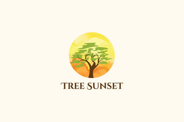Watercolor Desert Sunset Logo