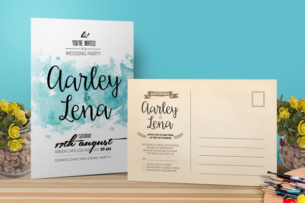 Watercolor Engagement Invitation