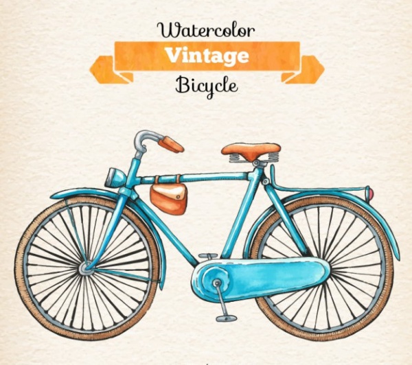 Watercolor Retro Bicycle Vector