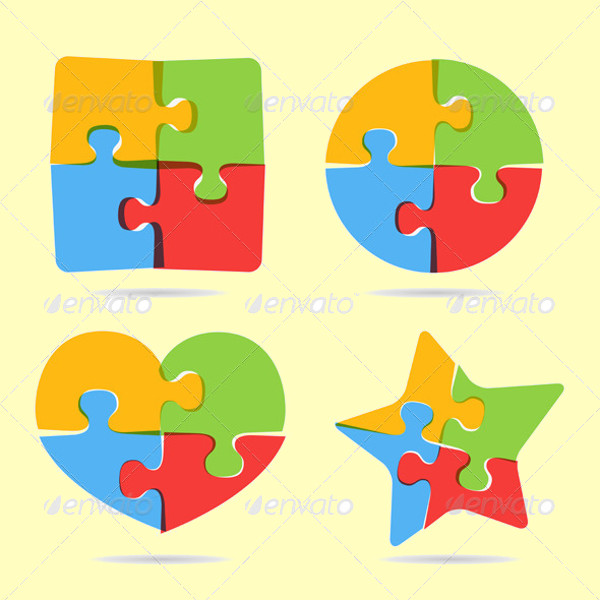 Zig Zag Puzzle Objects Vector