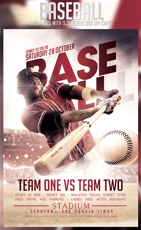 Red and White Baseball Tryouts Flyer Template