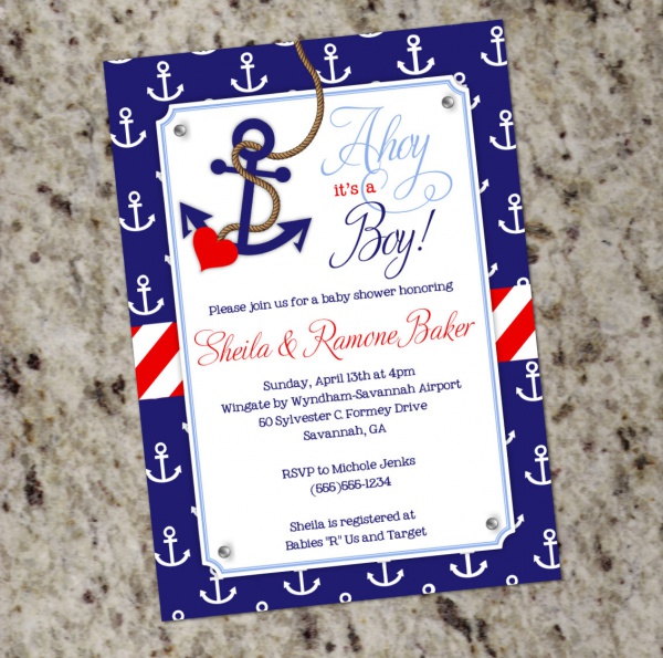 Nautical Themed Baby Shower Invitation