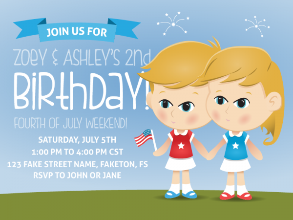 Cartoon Kids Birthday Party Invitation