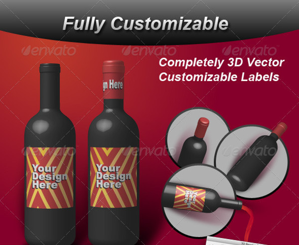 3D Wine Bottle Vector