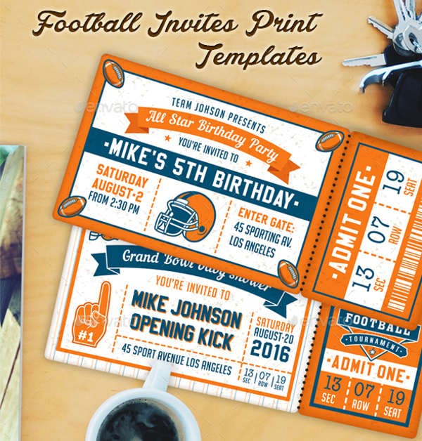 American Football Themed Party Invites