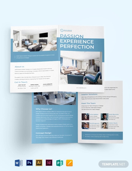 architect interior bi fold brochure template