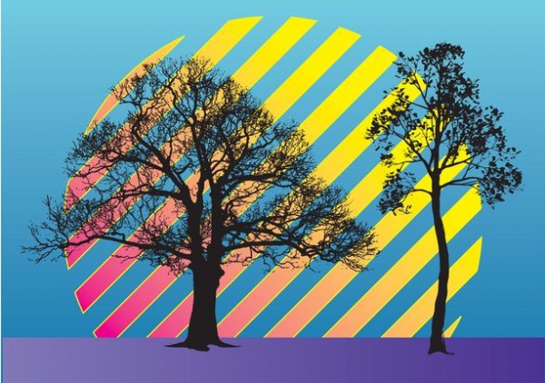 Autumn Tree Stripes Vector Illustration