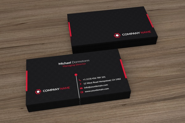 Black Red Corporate Business Card Design