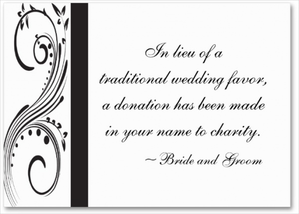 Black and White Swirls Charity Favor Card