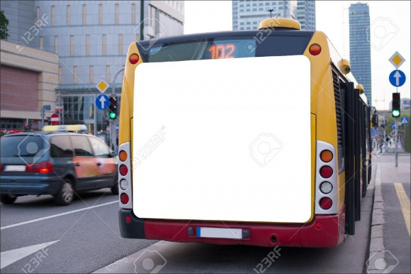 Blank Billboard On Back of Bus