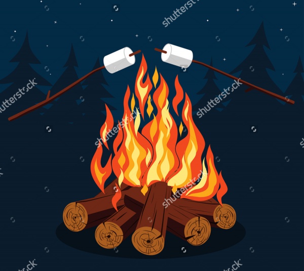 Bonfire with Marshmallow Illustrative Design