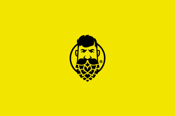 Brewery Guy Mustache Face Logo
