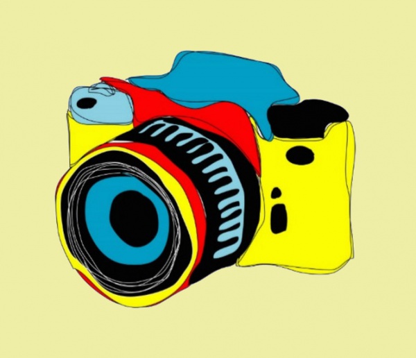 Bright Camera Illustration Postcard