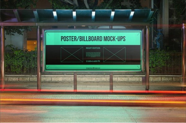 Bus Stop Billboard PSD Advertising