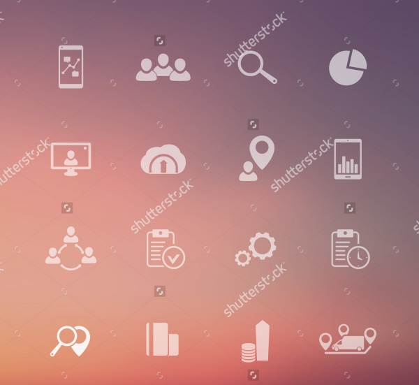 Business Transparent Icons on Blur Background