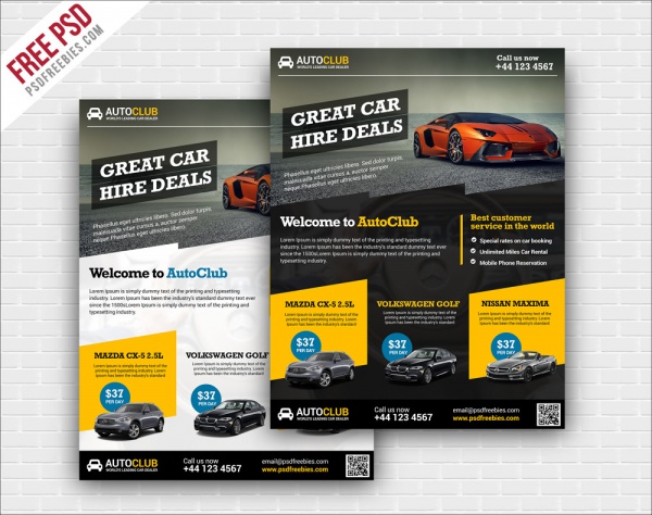 Cars Rental Sale Flyer Free PSD