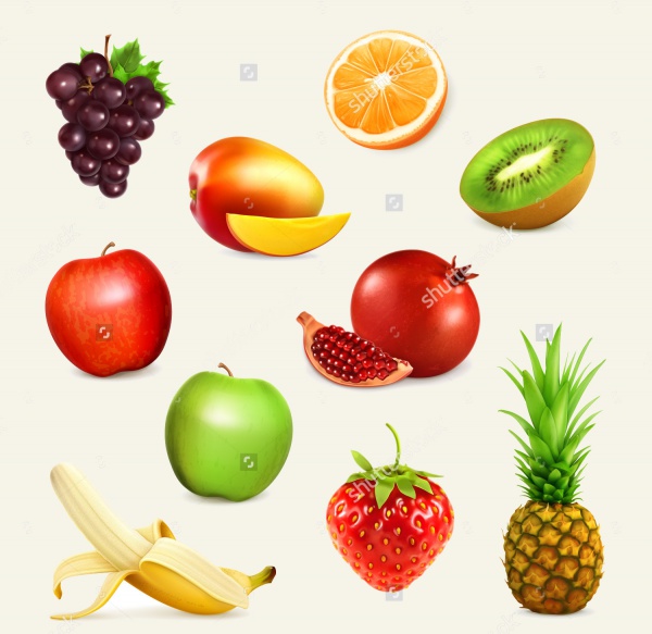 Cartoon Fruit Set Illustration