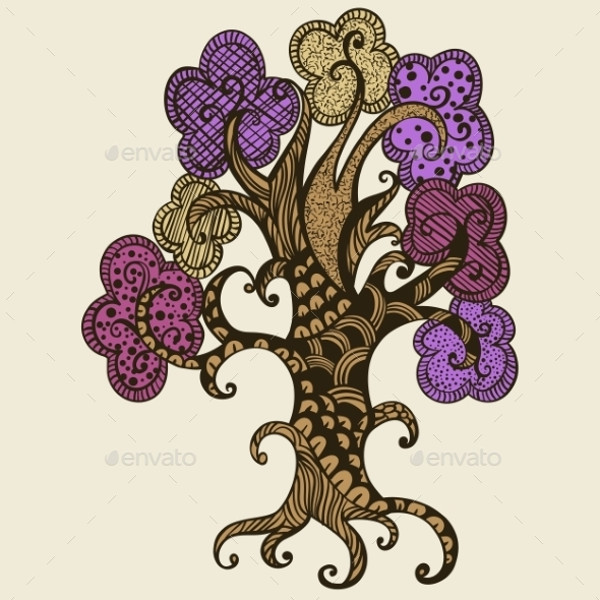 Doodle Style Tree Illustration