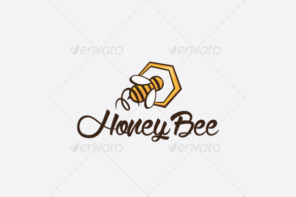 Flat Design Honey Bee Logo