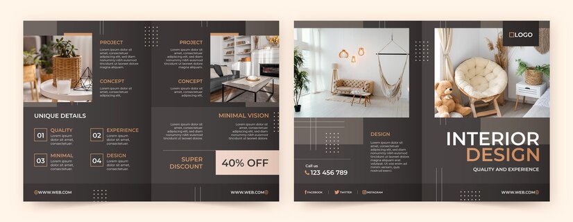 Flat Design Minimal Interior Design Brochure