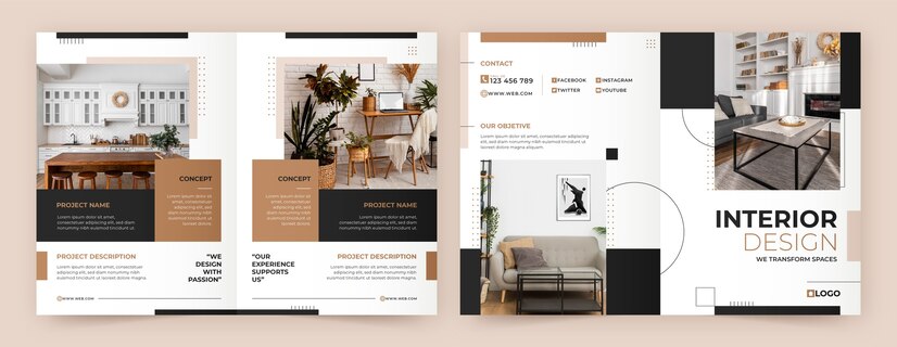 Flat Minimal Interior Design Brochure Template