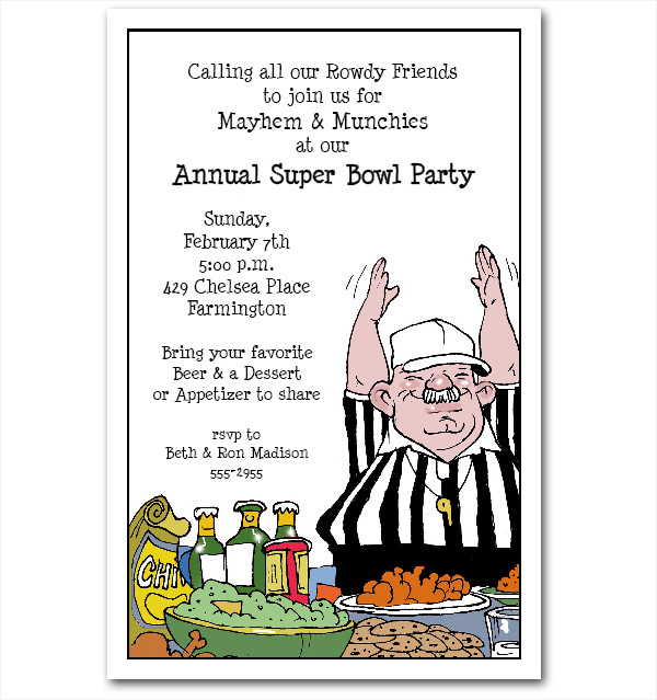 Food Ref Super Bowl Party Invitations