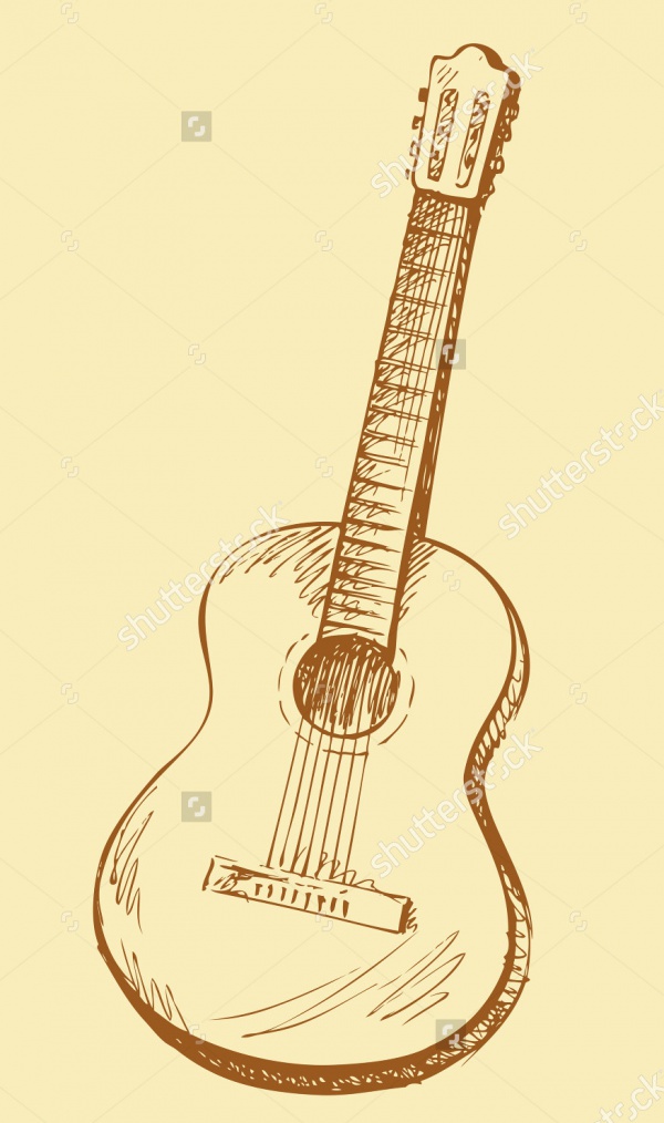 Hand Drawn Guitar Vector