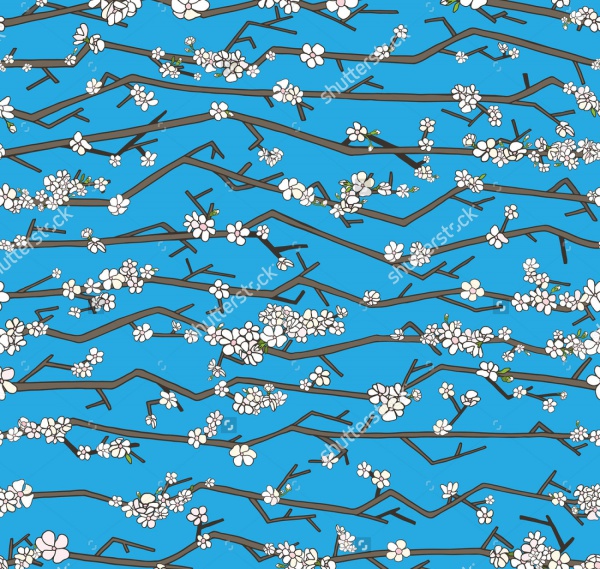 Hand Drawn Pattern of Cherry Blossom