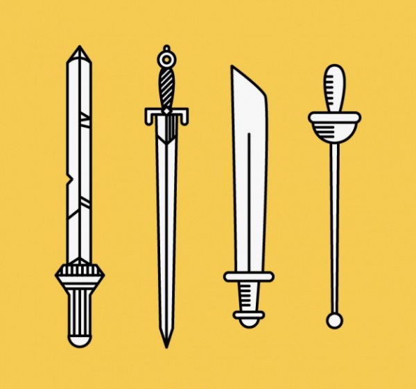 Hand drawn swords vector