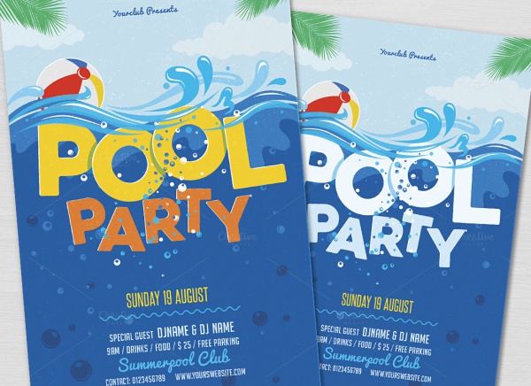 High Resolution Pool Party Flyer