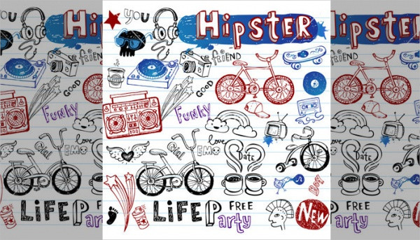 Hipsters Doodle Set Vector